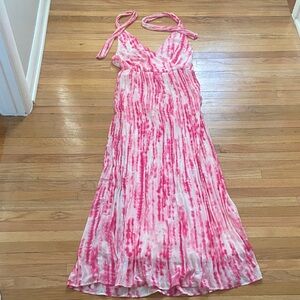 Elegant Pink Tie-Dye Maxi Dress